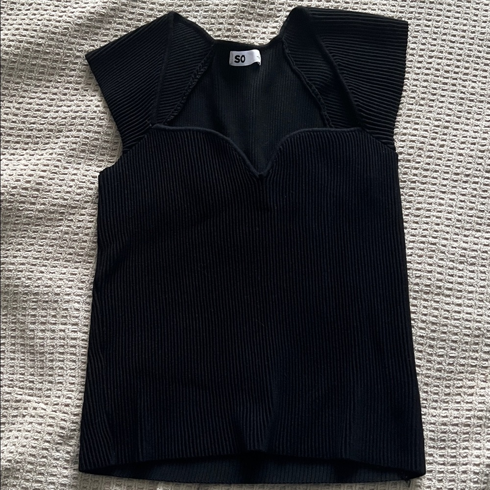 Black Ribbed Sleeveless Top